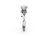 White gold Princess Solitaire Twisted Band Prong Setting Ring_205