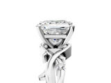 White gold Princess Solitaire Twisted Band Prong Setting Ring_214