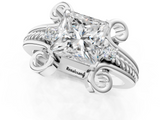 White gold Princess Solitaire Twisted Band Scroll Prong Ring_4
