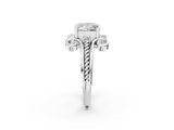 White gold Princess Solitaire Twisted Band Scroll Prong Ring_5