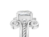White gold Princess Solitaire Twisted Band Scroll Prong Ring_8