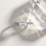 White gold Princess Solitaire Twisted Band with Bead Prong Setting_15