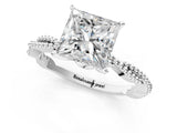 White gold Princess Solitaire Twisted Band with Bead Prong Setting_351