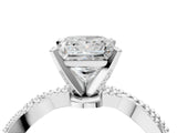 White gold Princess Solitaire Twisted Band with Bead Prong Setting_352