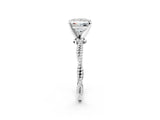 White gold Princess Solitaire Twisted Band with Bead Prong Setting_355