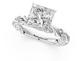 White gold Princess Solitaire Twisted Band with Pavé Accents and Four-Prong Setting_39