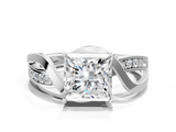 White gold Princess Solitaire Twisted Band with Prong Setting_45