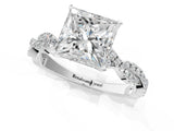 White gold Princess Solitaire Twisted Pave Band with Four-Prong Setting_24