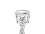 White gold Princess Solitaire Twisted Pave Diamond Ring with Four-Prong Setting_121