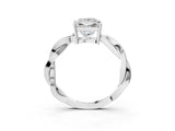 White gold Princess Solitaire Twisted Pave Diamond Ring with Four-Prong Setting_124