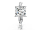 White gold Princess Solitaire Twisted Pave Diamond Ring with Four-Prong Setting_12