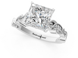 White gold Princess Solitaire Vine Band with Milgrain Prong Setting_33