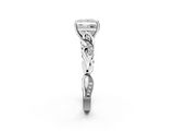 White gold Princess Solitaire Vine Band with Milgrain Prong Setting_34