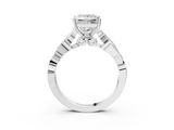 White gold Princess Solitaire Vine Band with Milgrain Prong Setting_35