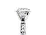 White gold Princess Solitaire with Pavé Band and Four-Prong Setting_342