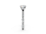 White gold Princess Solitaire with Pavé Band and Four-Prong Setting_343