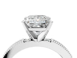White gold Princess Solitaire with Pavé Band and Four-Prong Setting_345