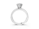 White gold Princess Solitaire with Pavé Band and Four-Prong Setting_345
