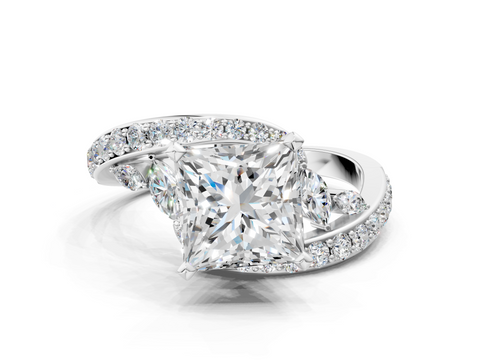 White gold Princess Solitaire with Pavé Twist Band and Four-Prong Setting_72
