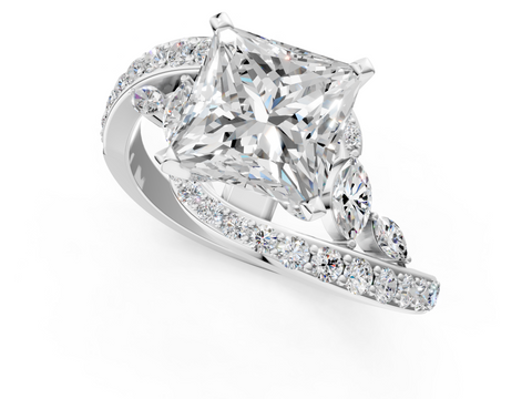White gold Princess Solitaire with Pavé Twist Band and Four-Prong Setting_73