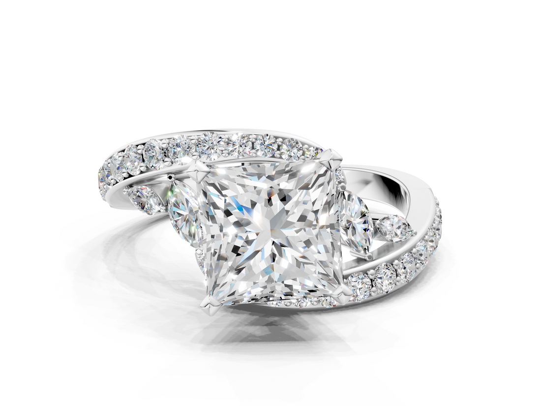White gold Princess Solitaire with Pavé Twist Band and Four-Prong Setting_88