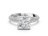 White gold Princess Solitaire with Pave Band and Four-Prong Setting_35