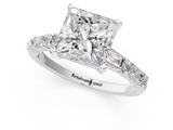 White gold Princess Solitaire with Side Baguettes and Channel Set Band_79