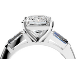 White gold Princess Solitaire with Tapered Baguette Side Stones on a Classic Band with Four-Prong Setting_119