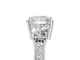 White gold Princess Three-Stone Diamond Ring with Pavé Band and Four-Prong Setting_11