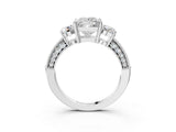 White gold Princess Three-Stone Diamond Ring with Pavé Band and Four-Prong Setting_9