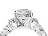 White gold Princess Three-Stone Diamond Ring with Pavé Split Shank and Four-Prong Setting_68