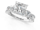 White gold Princess Three-Stone Diamond Ring with Pavé Split Shank and Four-Prong Setting_70