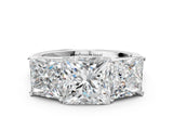 White gold Princess Three-Stone Diamond Ring with Prong Setting on a Classic Band_15