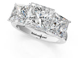 White gold Princess Three-Stone Diamond Ring with Prong Setting on a Classic Band_16