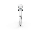 White gold Princess Three-Stone Diamond Ring with Prong Setting on a Classic Band_17