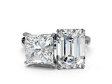 White gold Princess and Emerald Cut Toi Moi Ring with Prong Setting_45