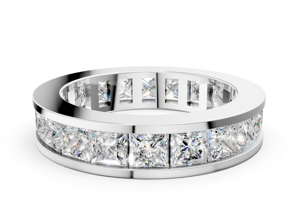 Platinum Princess cut diamond Eternity Band with Channel Set