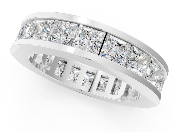 Platinum Princess cut diamond Eternity Band with Channel Set