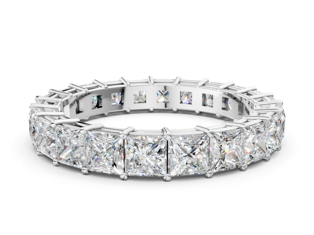 White gold Princess cut diamond Eternity Band with Shared Prong Setting_32
