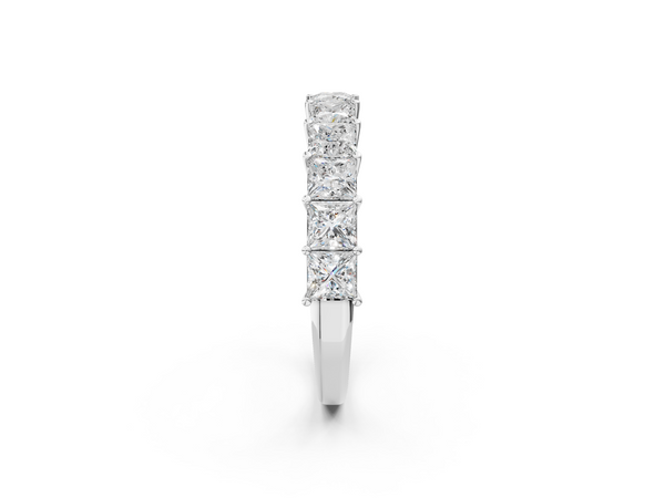 White gold Princess cut diamond Half Eternity Band with Shared Prong Setting