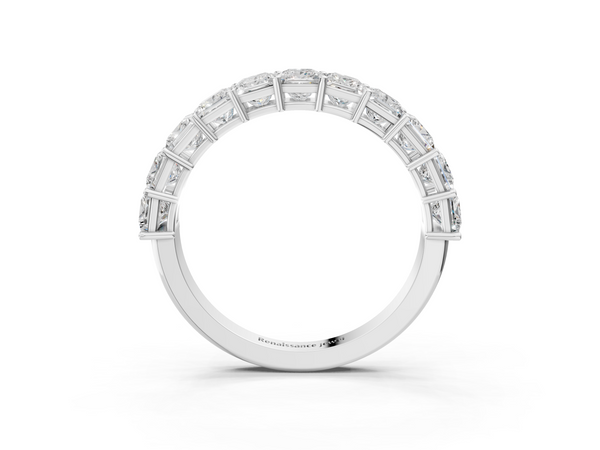 Platinum Princess cut diamond Half Eternity Band with Shared Prong Setting