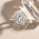 White gold Prong-Set Pear-Cut Emerald with Diamond Halo and White Gold Band_6