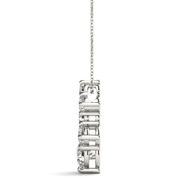 Silver Prong-Set Round Diamond Graduated Pendant