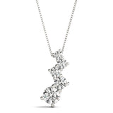 White gold Prong-Set Round Diamond Graduated Pendant