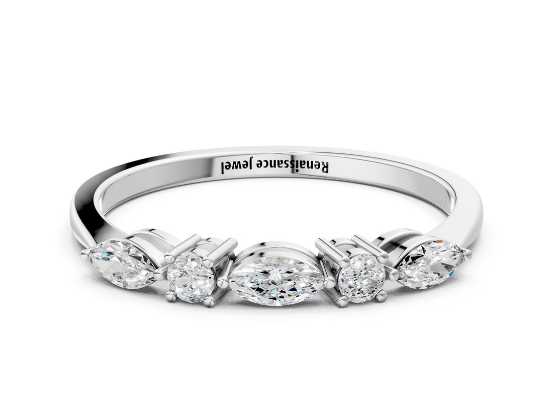 White gold Prong Set Round Diamond Half-Eternity Band_39