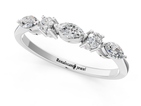 Platinum Prong Set Round Diamond Half-Eternity Band