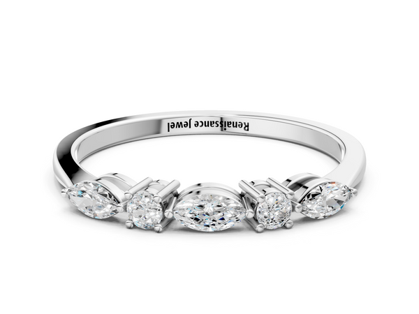 White gold Prong Set Round Diamond Half-Eternity Band