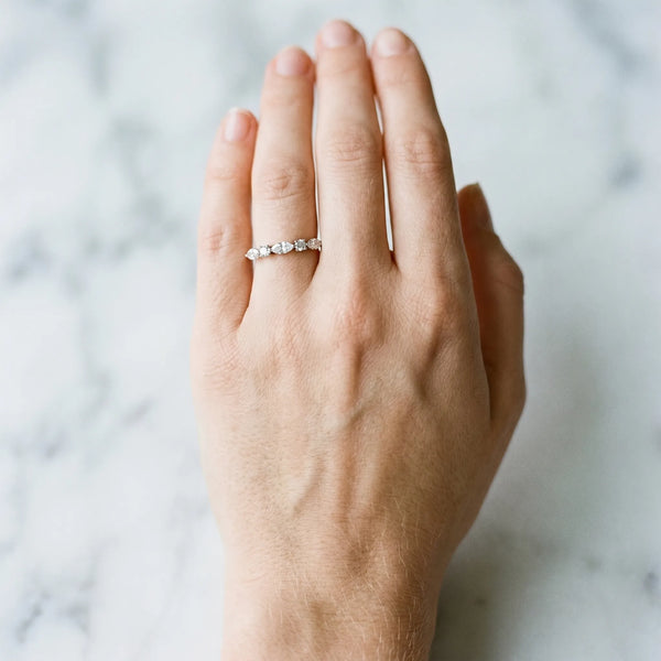 White gold Prong Set Round Diamond Half-Eternity Band