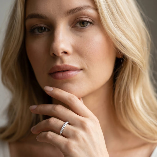 White gold Prong Set Round Diamond Half-Eternity Band