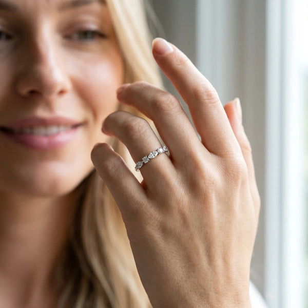 White gold Prong Set Round Diamond Half-Eternity Band